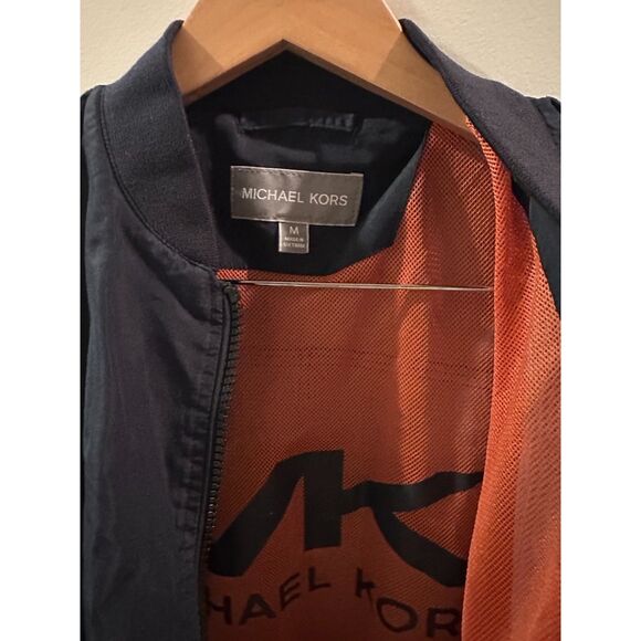 Michael Kors Midnight Blue Men's Zipper Down Bomber Style Jacket Size M - Picture 10 of 10